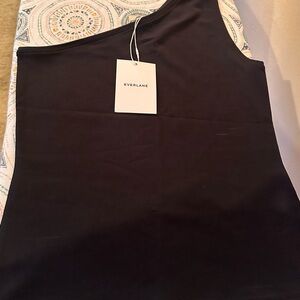 Everlane One-Shoulder Black Tank Top